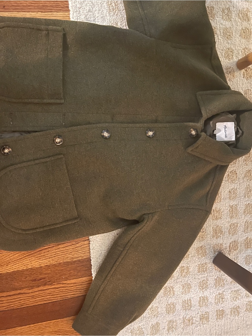 Madewell Olive Wool-Blend Pea Coat - Picture 5 of 7